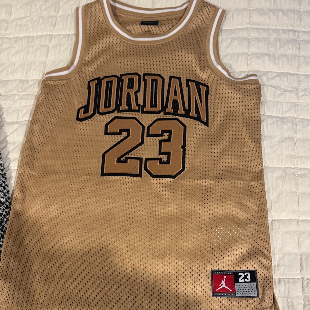 Jordan Gold Mesh Jersey with 23